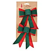 Decoratieve strik - Groen/Rood, 2 st.
