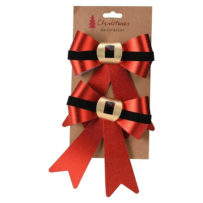 Decoratieve strik - Rood/Zwart, 2 st.