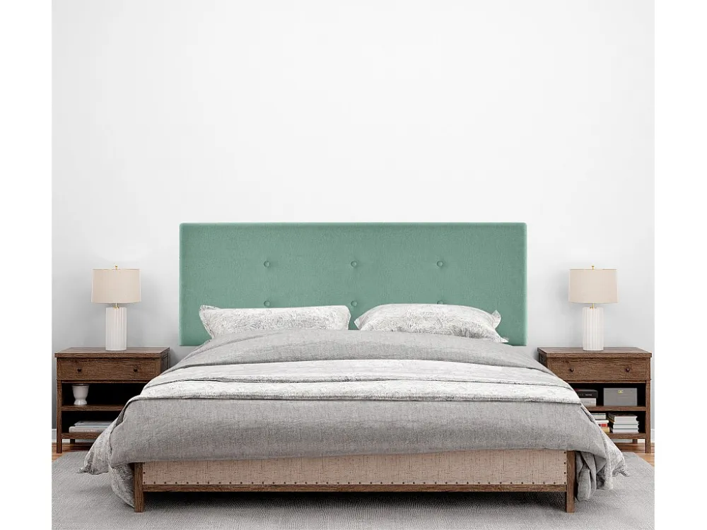 DHOME Hoofdeinde van Aqualine stof met 2 rijen knopen 160x50cm Bedden 150/160 - Zeegroen