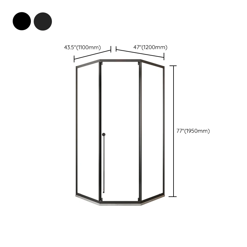 Diamond Folding Shower Screen, Full Frame Enkel Sliding Shower Door Black