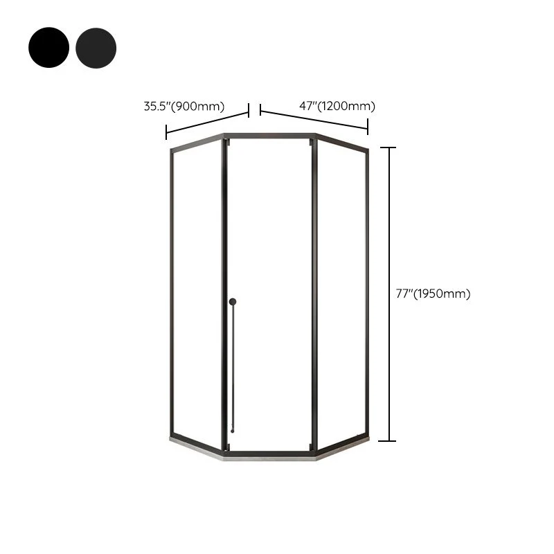 Diamond Folding Shower Screen, Full Frame Individueel Sliding Shower Door Black