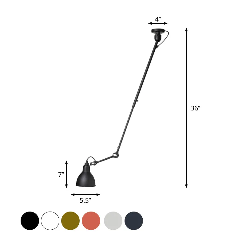 Dome Metallic Shade Pendant Lamp Actueel Style 1 Bulb Black/Gray Ceiling Lighting Articulated Arm Kitchen Yellow