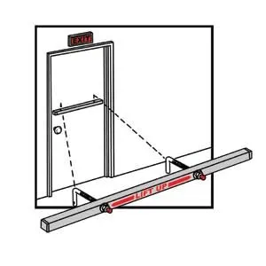 Door Bar Heavy Duty Solo Hook-On Operation, Gray Baked Electrostatic Epoxy Powder Coated, 36" Outswing Door