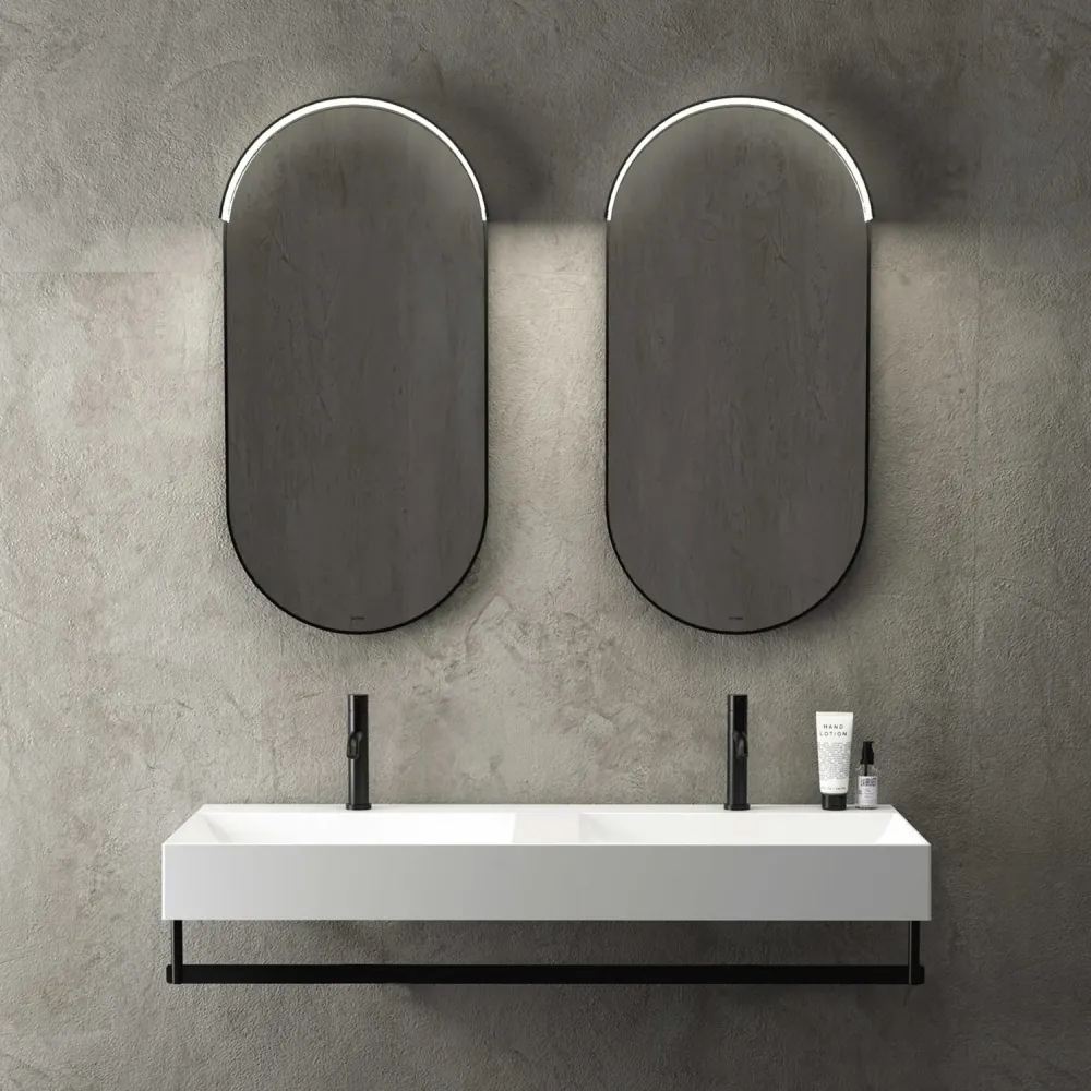 Double basin sink T-Edge 120x47x12 cm Ceramica Globo Glossy parelmoer