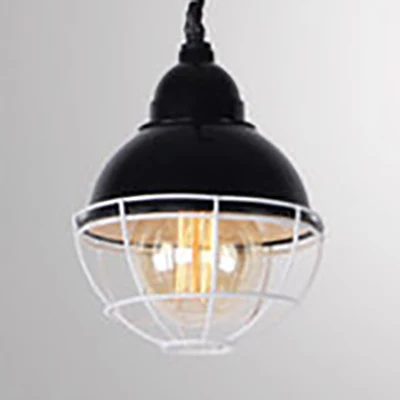 Double Bubble Indoor Pendant Lighting Wire Frame Farmhouse Metaal 1 Light Black/White Ceiling Pendant Black