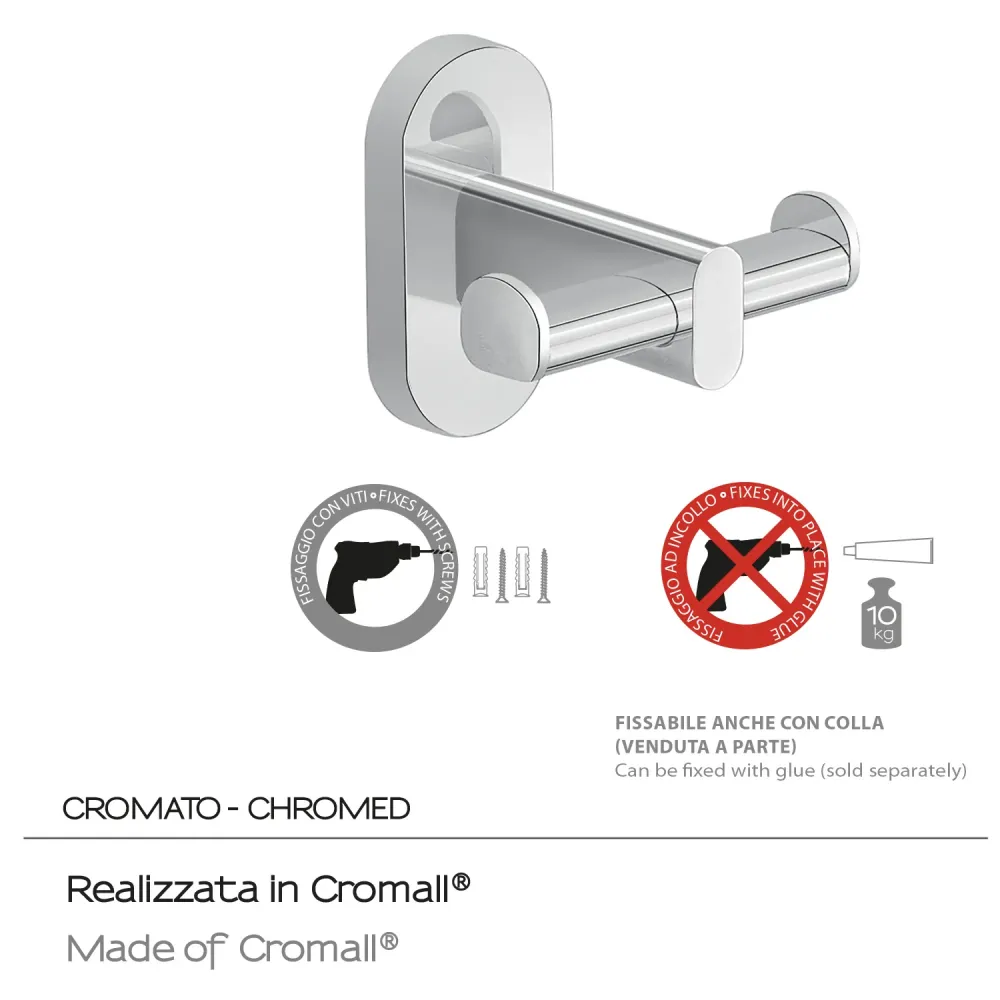 Double coat rack corrosiebestendig steel Gedy Febo series - Chrome-plated