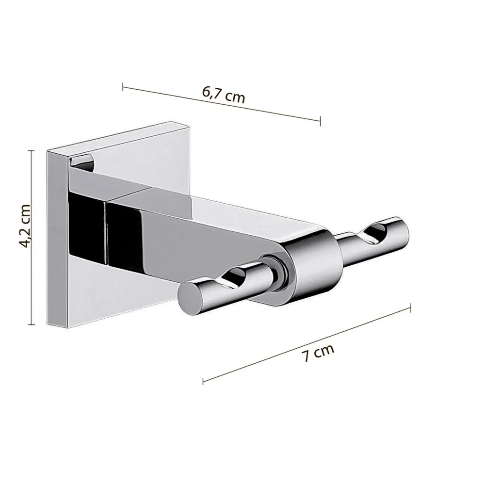 Double coat rack roestvrij steel Gedy New Jersey series - Chrome-plated