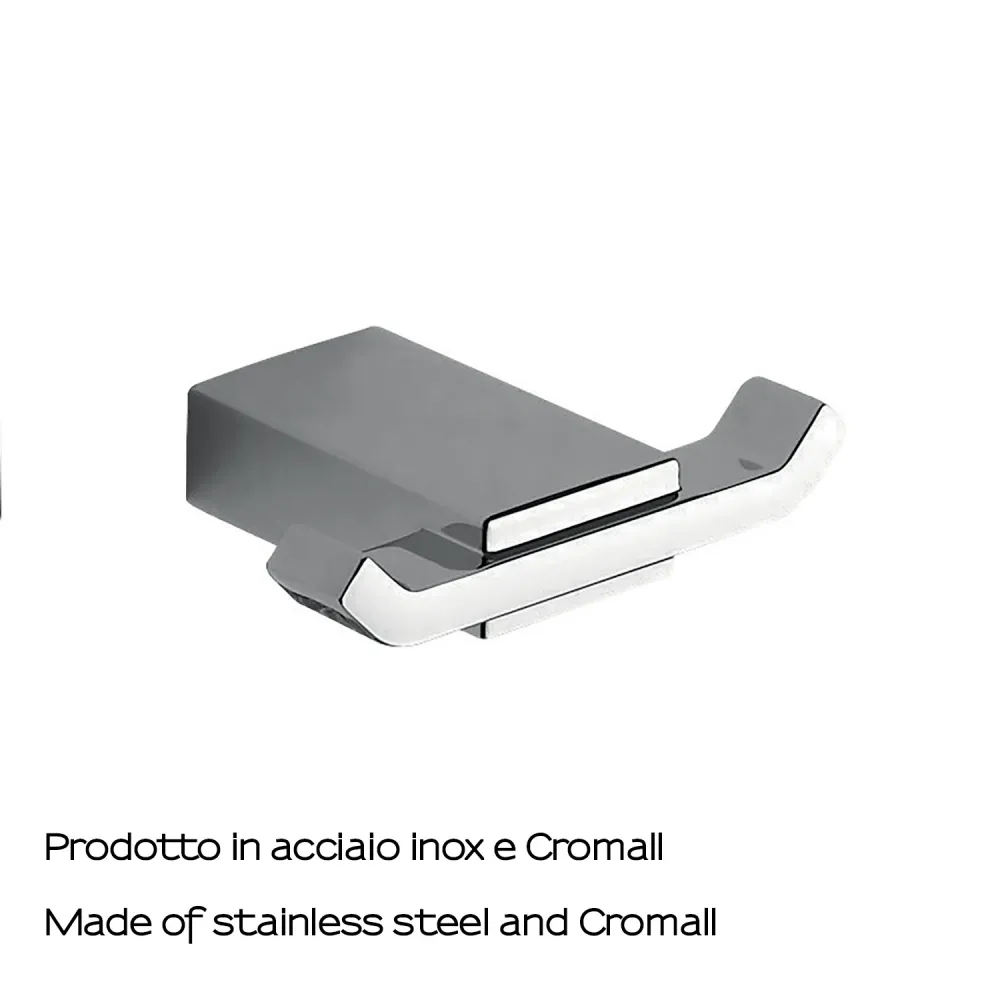 Double coat rack stainless steel Gedy Kansas series - Chrome-plated