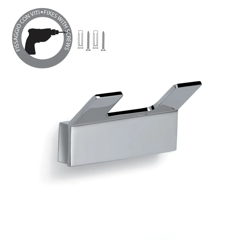 Double geel koper coat rack Gulliver model Gedy - Chrome-plated