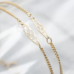 Double Goud Curb Link Bracelet Marquise Filigree Place Cards