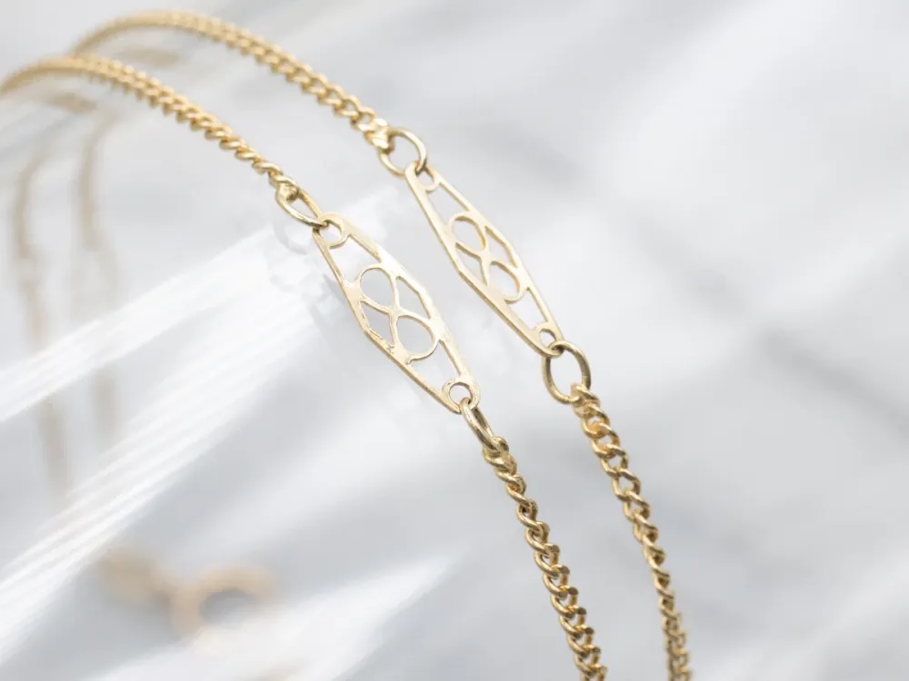 Double Goud Curb Link Bracelet Marquise Filigree Place Cards