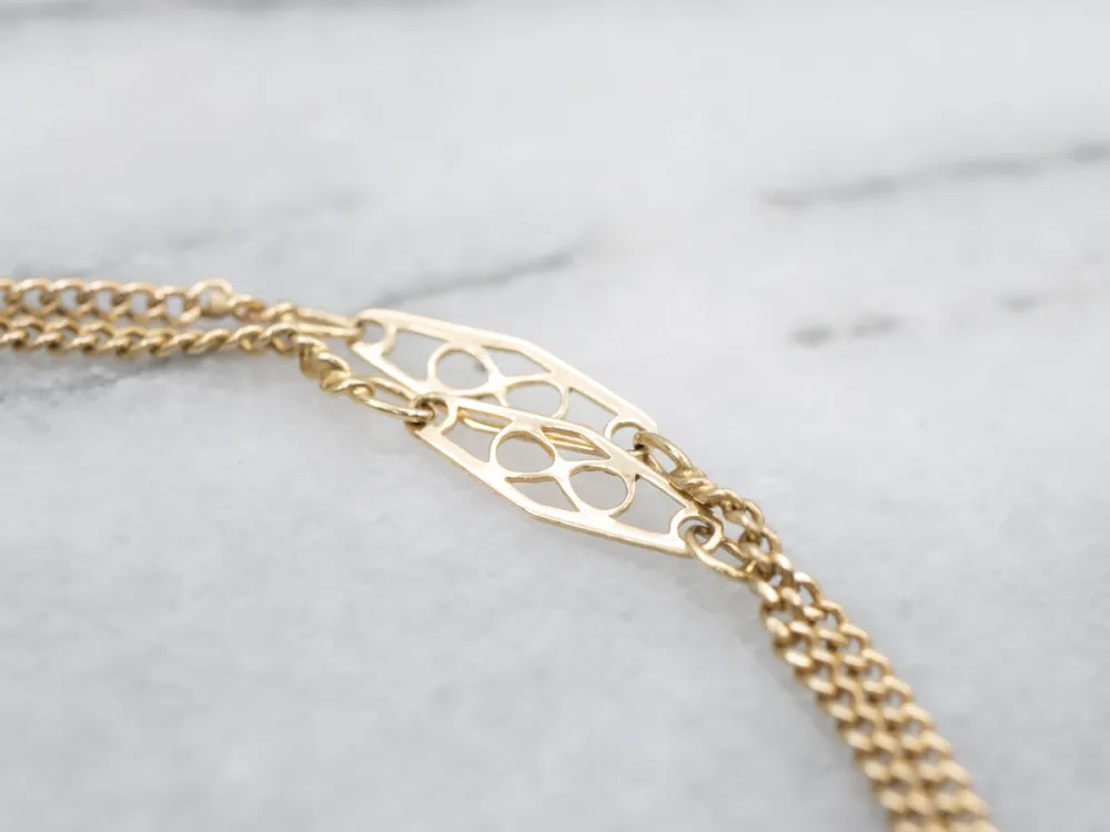 Double Goud Curb Link Bracelet Marquise Filigree Place Cards