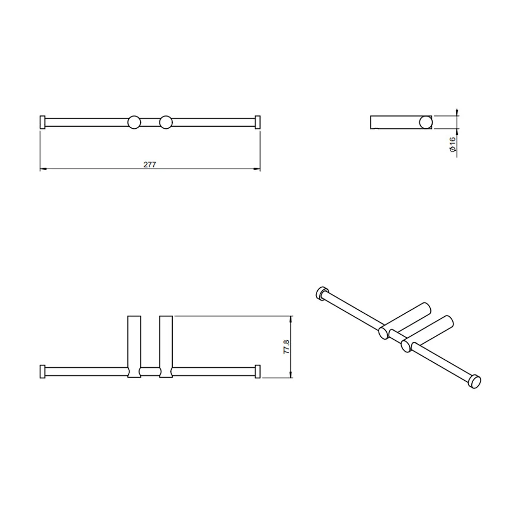 Double hanging roll holder satin roestvast steel from 'Logic' collection Cosmic