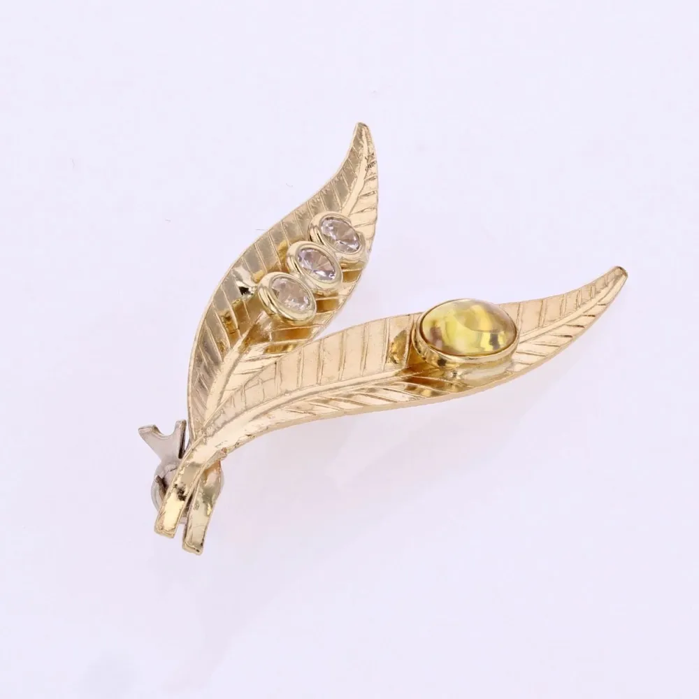 Double leaf gouden brooch