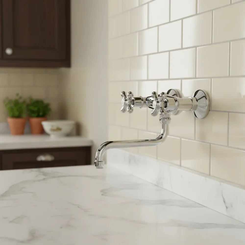 Double lever sink group wall-mounted kitchen Iris series model IRV161CR Metaalglans Paffoni