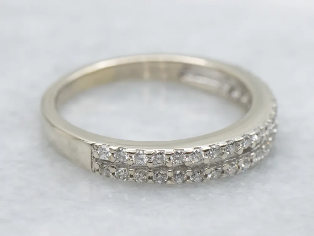 Double Row Diamond Ivoor Gold Band