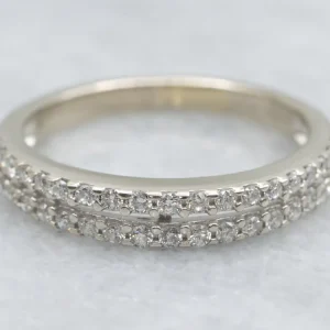 Double Row Diamond Ivoor Gold Band