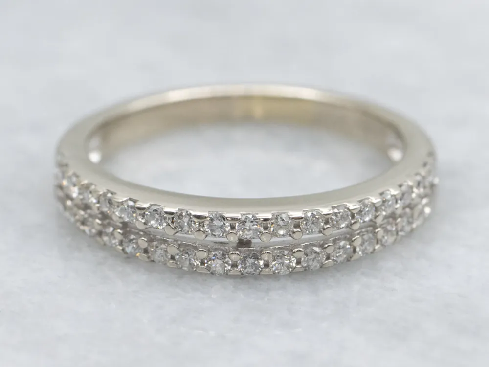 Double Row Diamond Ivoor Gold Band