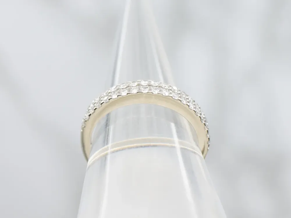 Double Row Diamond Ivoor Gold Band