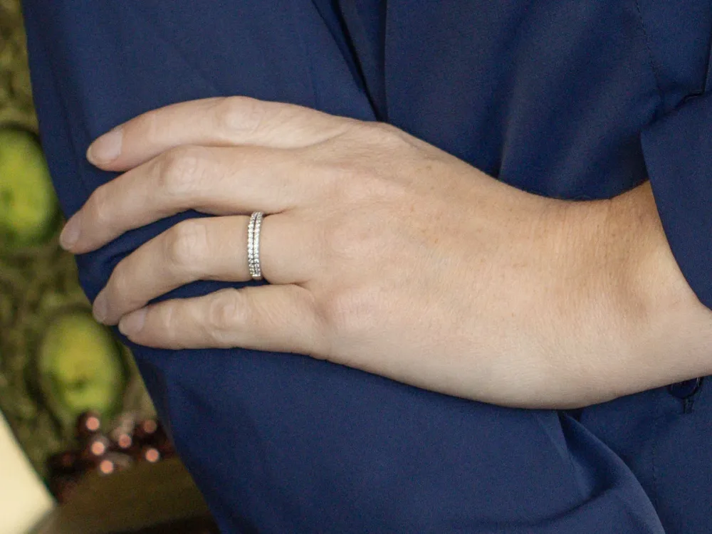 Double Row Diamond Ivoor Gold Band