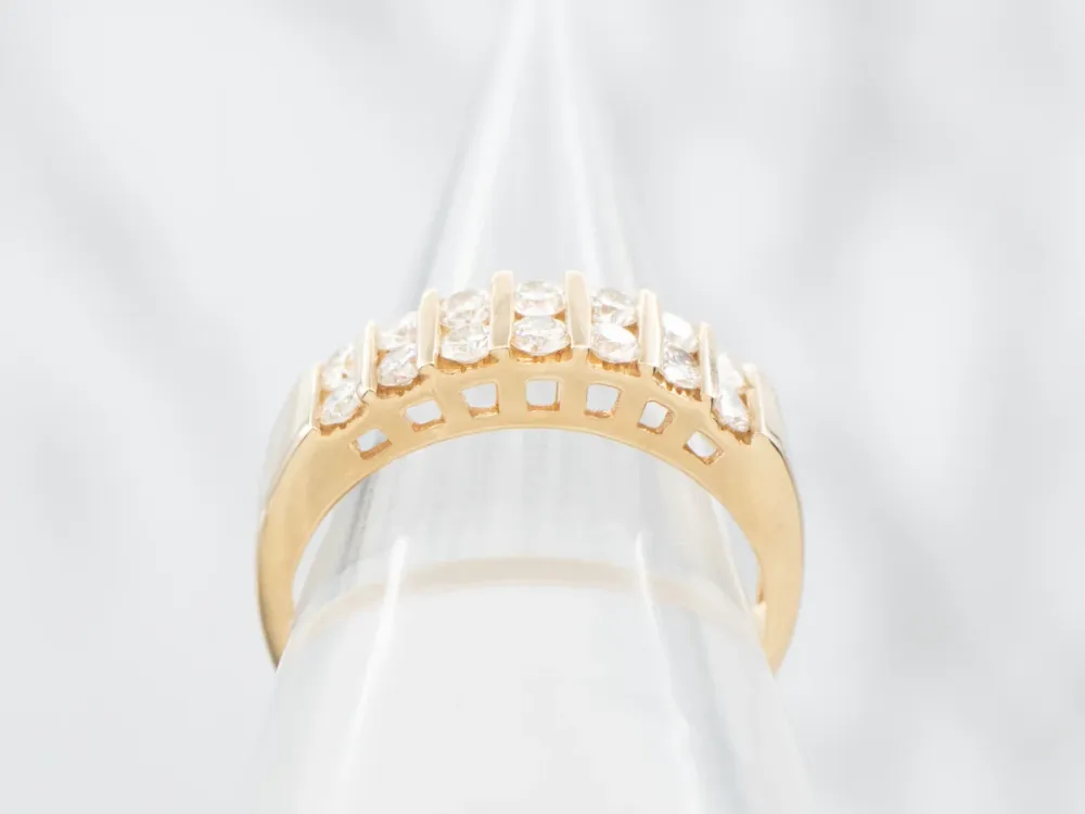Double Row Diamond Wedding Band