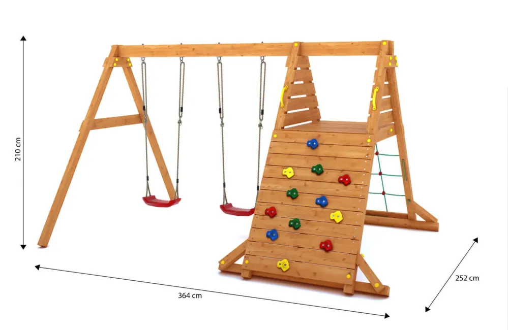Double swing Spider climbing wall Teakhout color