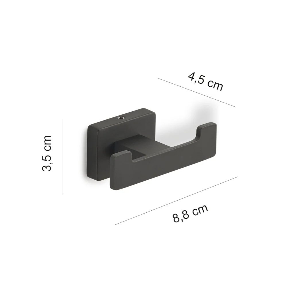 Double wall coat rack Roestvrij Steel Gedy model Atena - Matte Black