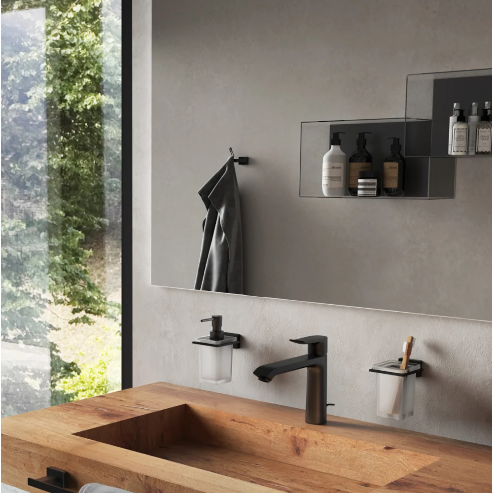 Double wall coat rack Roestvrij Steel Gedy model Atena - Matte Black