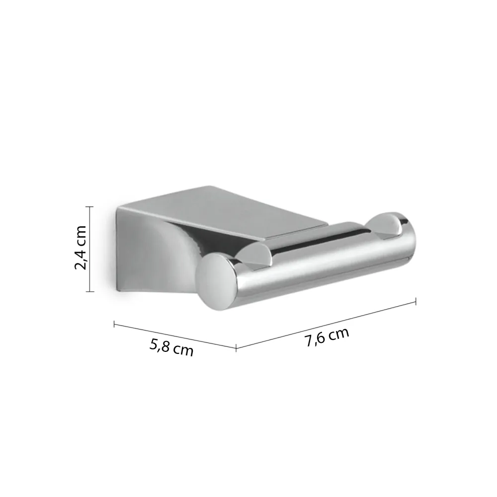 Double wall coat rack RVS steel Gedy Tonale series - Chrome