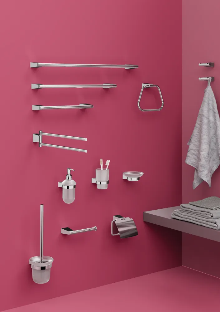 Double wall coat rack RVS steel Gedy Tonale series - Chrome