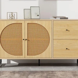 Dressoir met 2 deuren en 2 laden spaanpanelen - rotaneffect - eikenkleur
