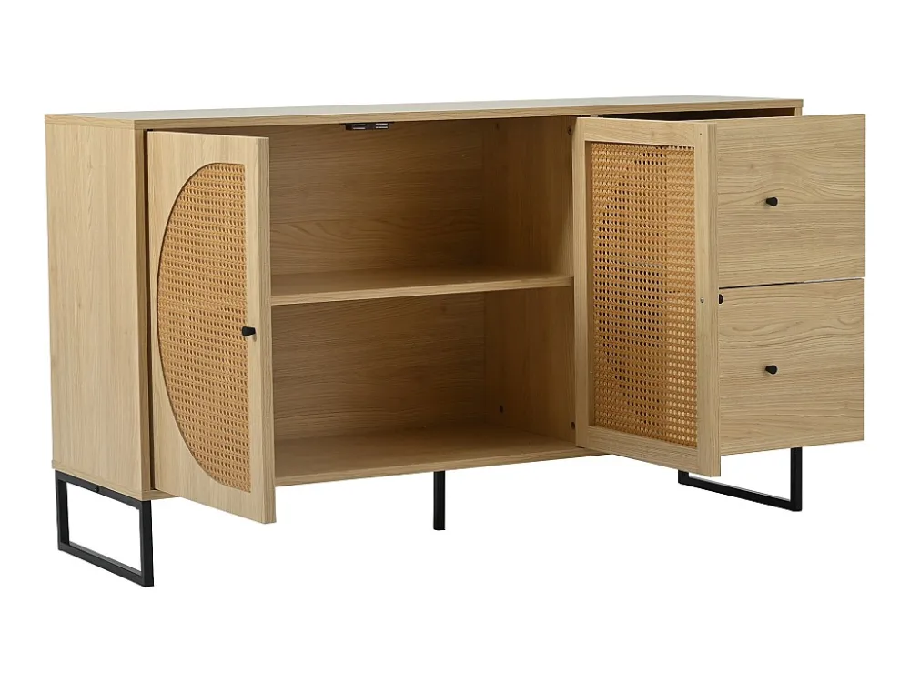 Dressoir met 2 deuren en 2 laden spaanpanelen - rotaneffect - eikenkleur
