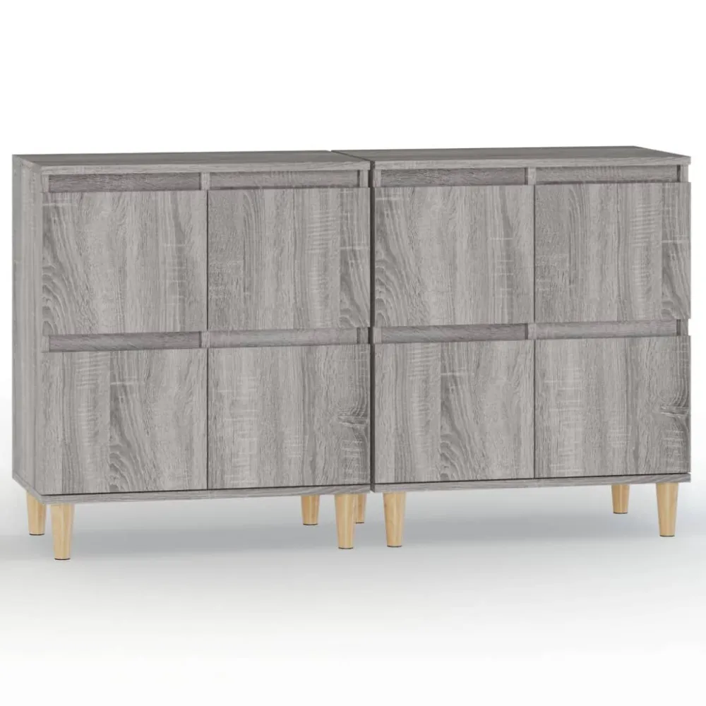 Dressoirs 2 st 60x35x70 cm bewerkt hout grijs sonoma eikenkleur