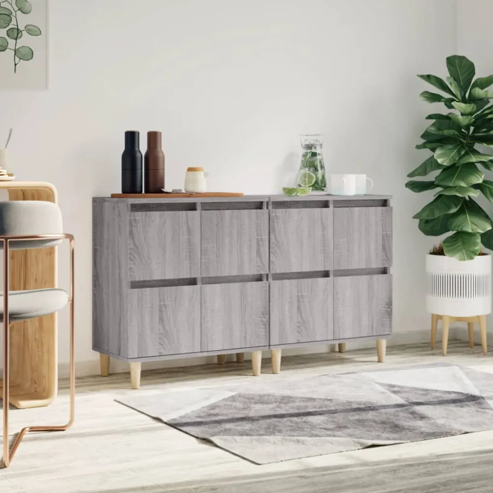 Dressoirs 2 st 60x35x70 cm bewerkt hout grijs sonoma eikenkleur
