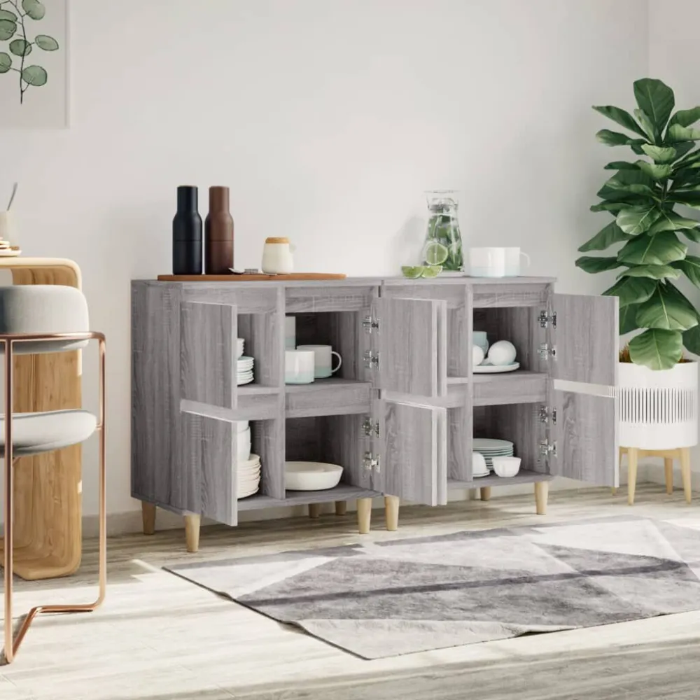 Dressoirs 2 st 60x35x70 cm bewerkt hout grijs sonoma eikenkleur
