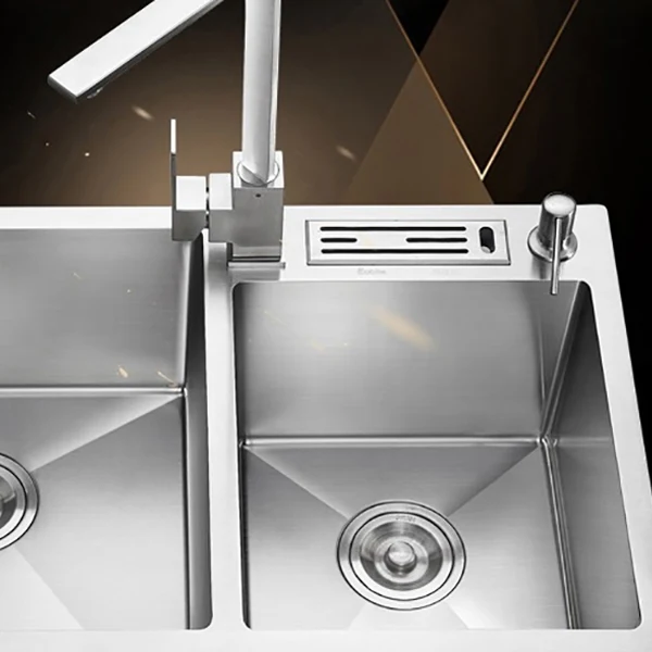 Drop- Kitchen Sink Stainless Rvs Modern Style Rectangle Kitchen Double Sink 28l