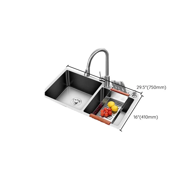 Drop- Kitchen Sink Stainless Rvs Modern Style Rectangle Kitchen Double Sink 28l