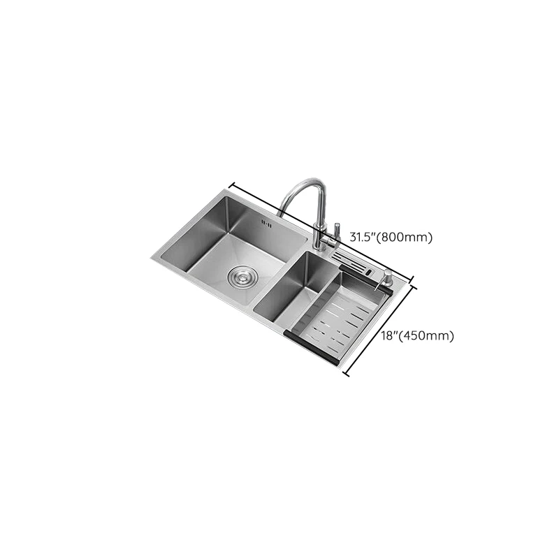 Drop- Kitchen Sink Stainless Rvs Modern Style Rectangle Kitchen Double Sink 28l