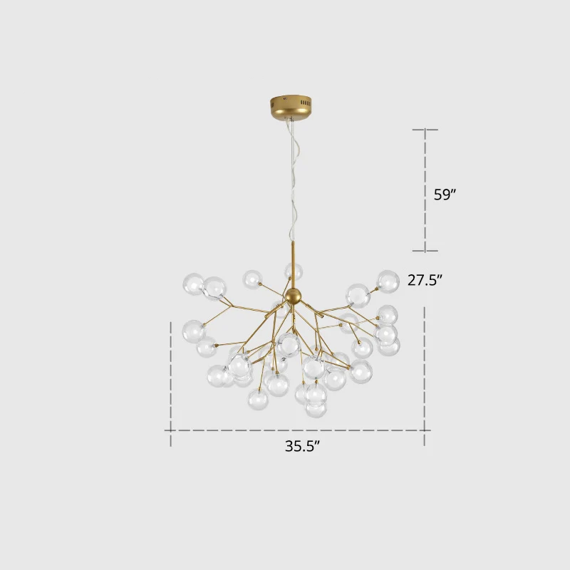 Dubbel Glass Bubbles Chandelier Postmodern Style Firefly Pendant Lamp Restaurant Black