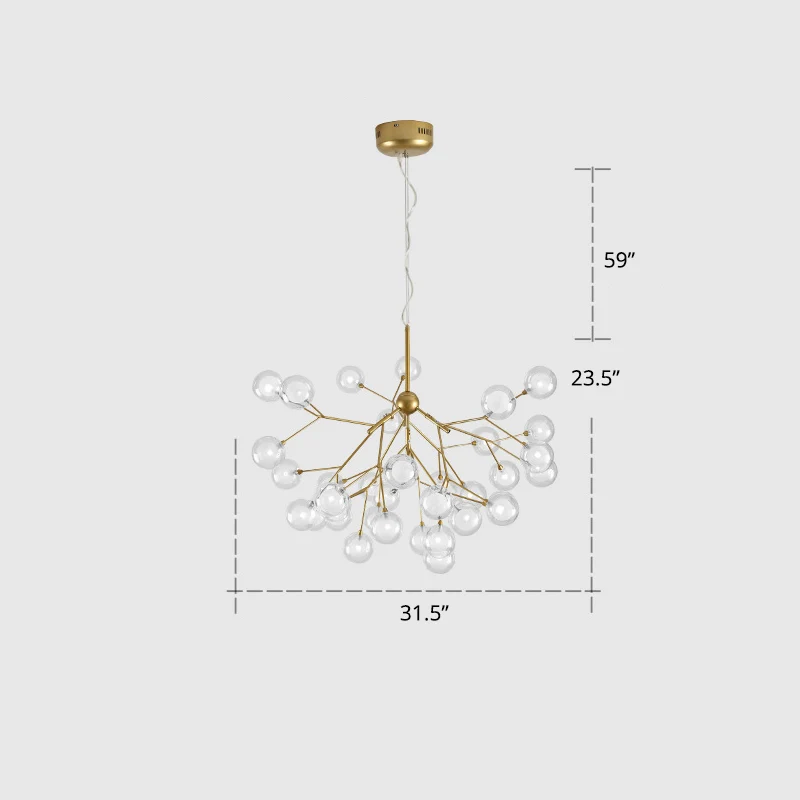 Dubbel Glass Bubbles Chandelier Postmodern Style Firefly Pendant Lamp Restaurant Black
