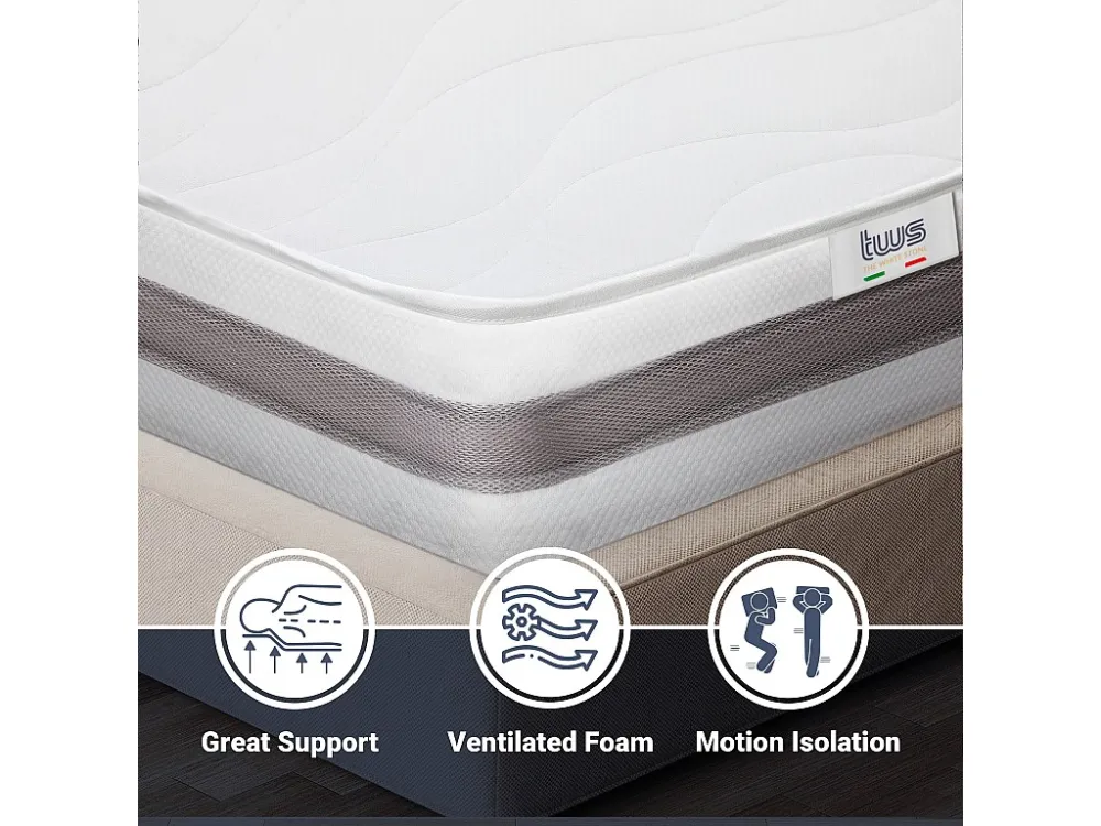 Dubbel matras Francese 140x210 Memory Orthopedisch, antibacterieel, mijtwerend, anti-allergisch | Hoogte 20 cm | Made Italy
