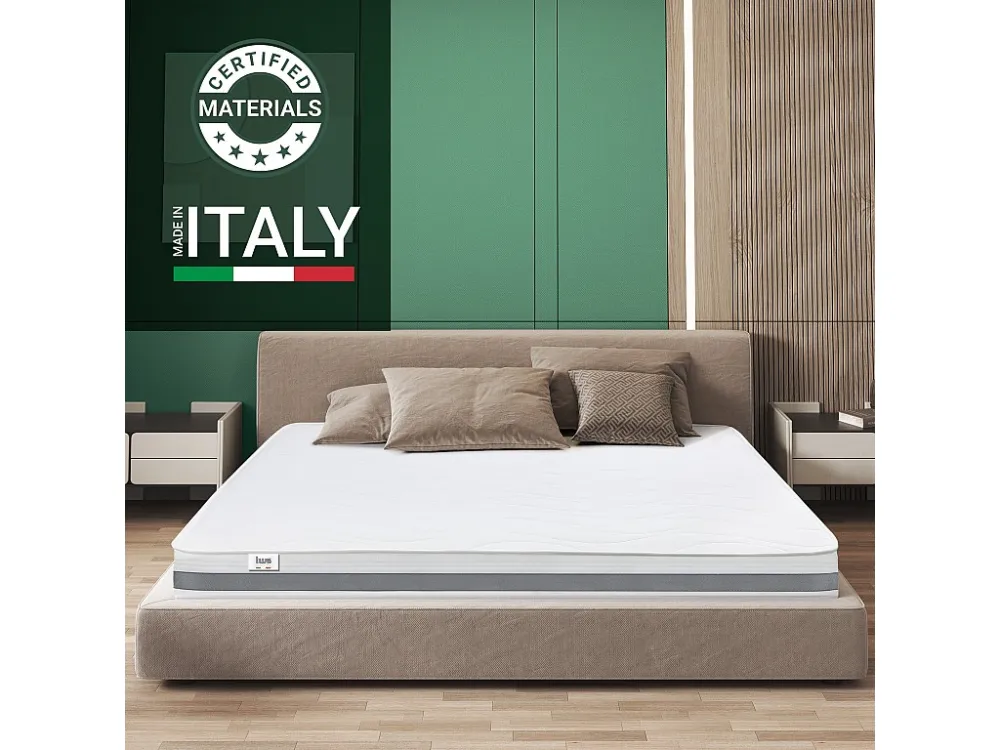 Dubbel matras Kingsize 180x190 Memory Orthopedisch, antibacterieel, mijtwerend, anti-allergisch | Hoogte 16 cm | Made Italy