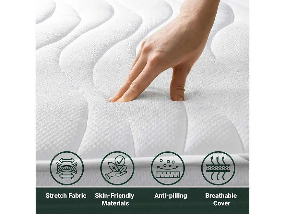 Dubbel matras Kingsize 180x190 Memory Orthopedisch, antibacterieel, mijtwerend, anti-allergisch | Hoogte 16 cm | Made Italy