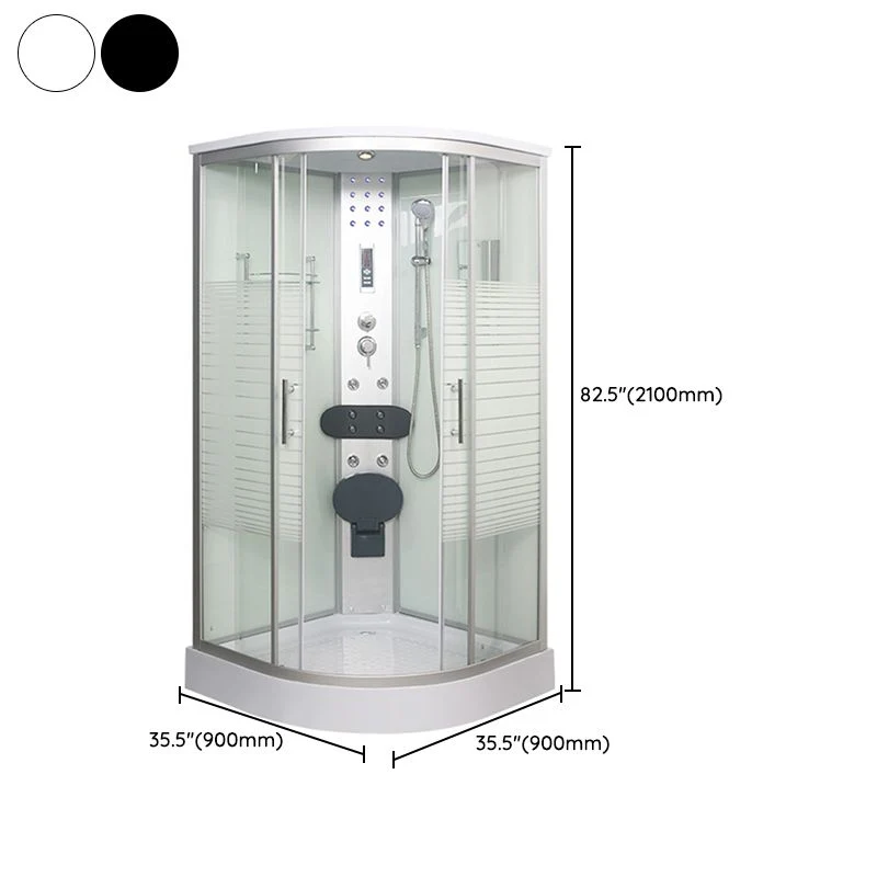 Dubbel Sliding Shower Stall Round Shower Stall Light and Towel Bar 35