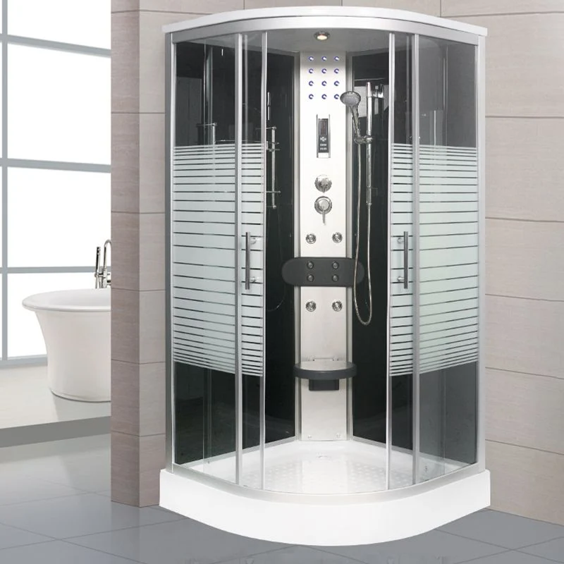 Dubbel Sliding Shower Stall Round Shower Stall Light and Towel Bar 35