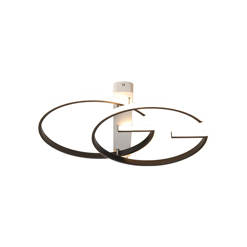Dubbele G-vormige metalen plafondverlichting Minimalistische LED zwarte halfverzonken montage warm/wit zacht, 18"/21,5" breed
