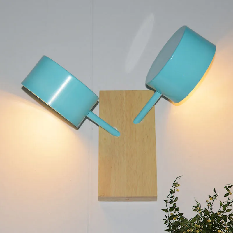 Dubbele trommelschaduw wandgemonteerd helder eigentijds metaal 2 lampen zwart/wit/blauw wandverlichtingsarmatuur voor keuken