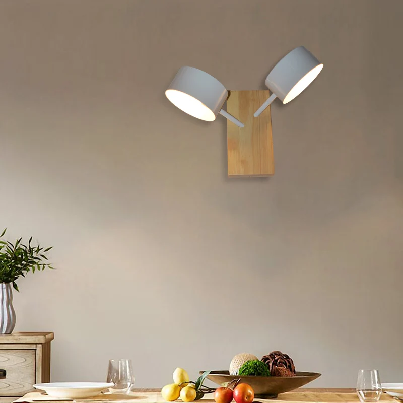 Dubbele trommelschaduw wandgemonteerd zwak eigentijds metaal 2 lampen zwart/wit/blauw wandverlichtingsarmatuur voor keuken