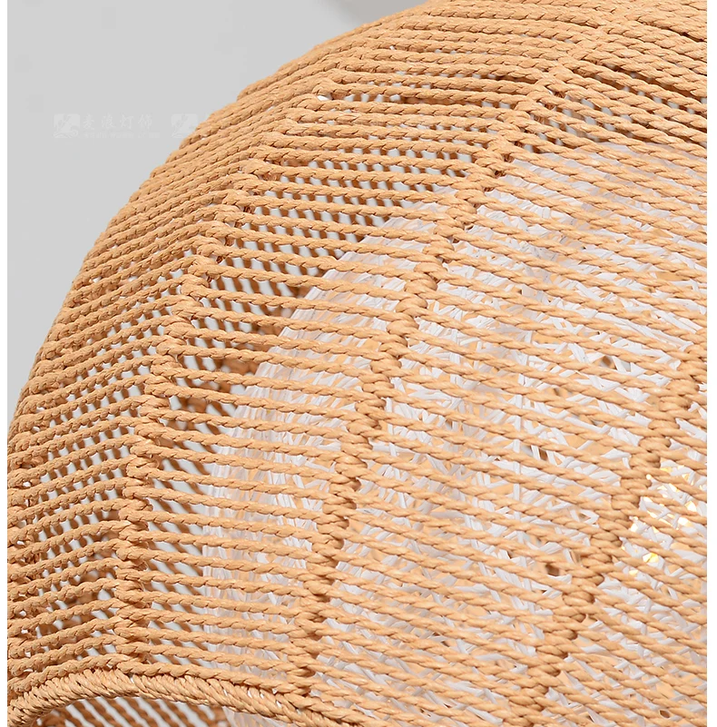 Duo Rattan Shade Pendant Lamp Japanese Simplicity Single Light Hanging Ceiling Light Beige/Coffee Beige