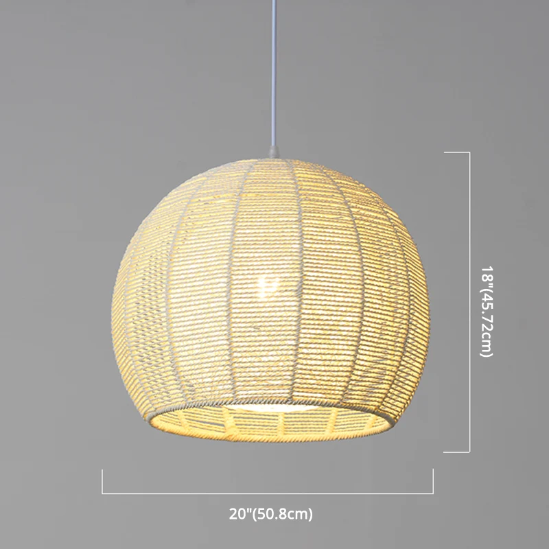 Duo Rattan Shade Pendant Lamp Japanese Simplicity Single Light Hanging Ceiling Light Beige/Coffee Beige